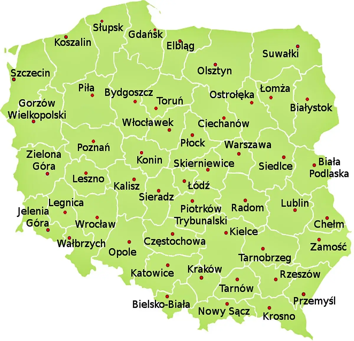 Stara mapa Polski województwa I Rzeczpospolitej