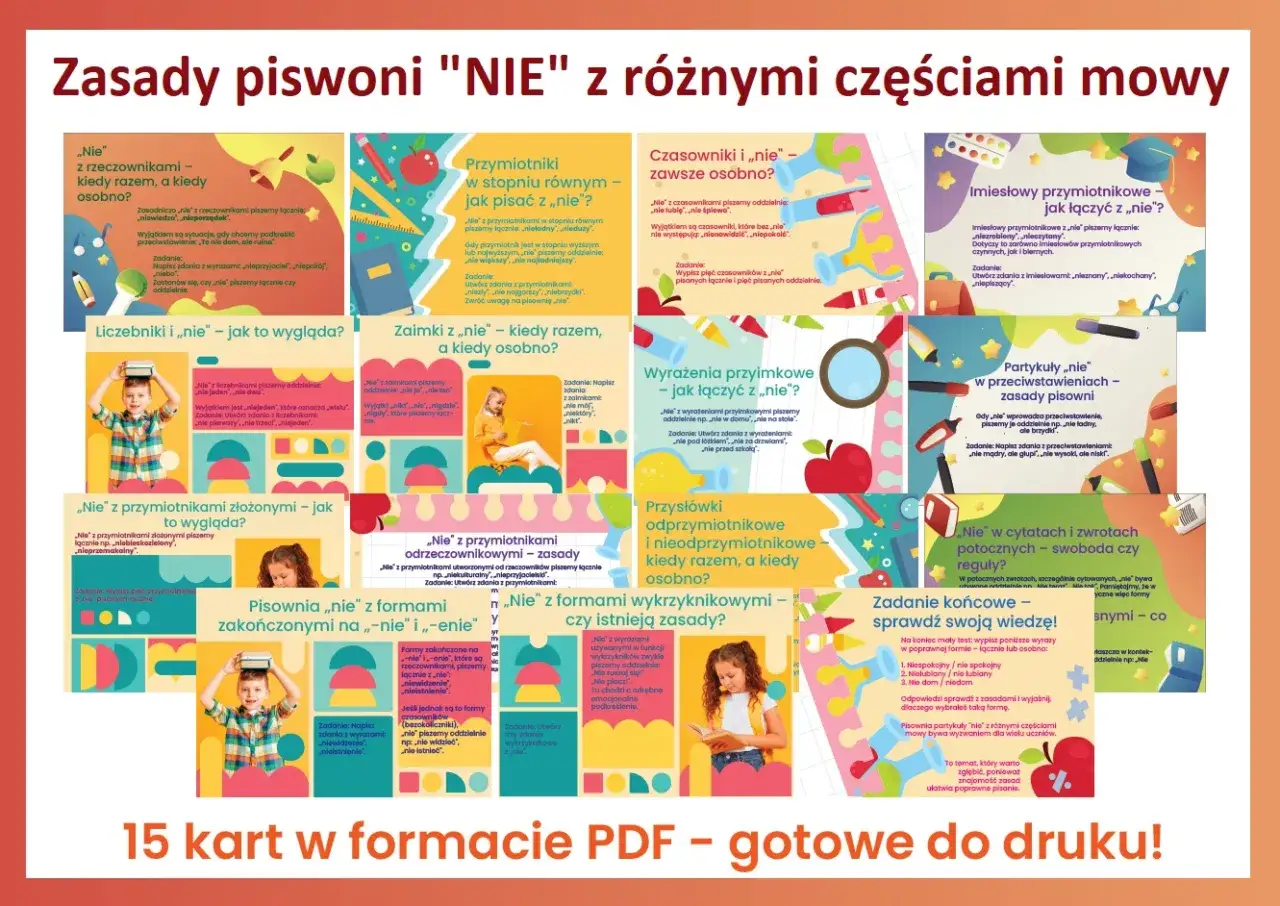 Pisownia partykuły nie z różnymi częściami mowy